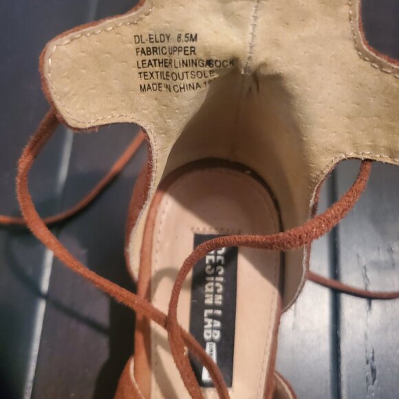 DESIGN LAB Suede gold stud lace up sandals block HP by Lord & Taylor - Picture 5 of 5